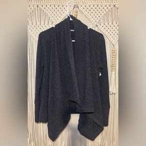 Athleta Wrap Cardigan Womens Size Small Open Sweater Gray  Ribbed Jacket Knit